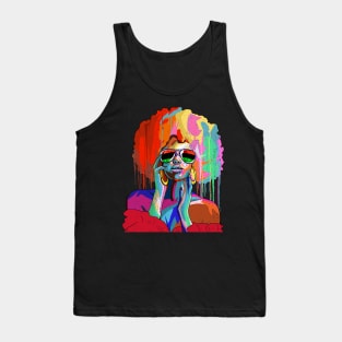 Juneteenth Black Women Afro Hair Pop Art Black History Tank Top